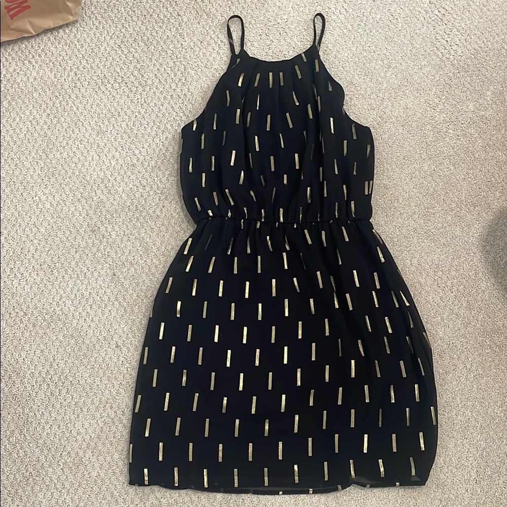 Collective Concepts Black and Silver Halter Mini Dress